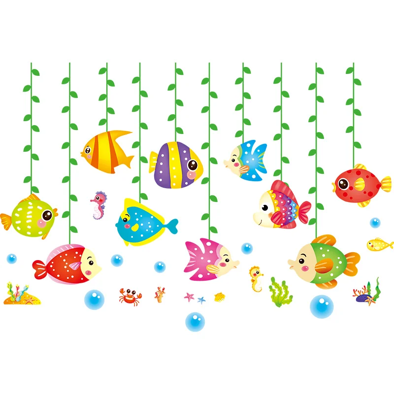 

Cartoon Animals Wall Stickers DIY Fish Wall Decals for Kids Rooms Baby Bedroom Nursery Bathroom Home Decoration Accesorios