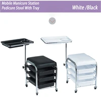 mobile manicure station pedicure stool nail trolley chair rolling storage tray cart beauty salon equipment