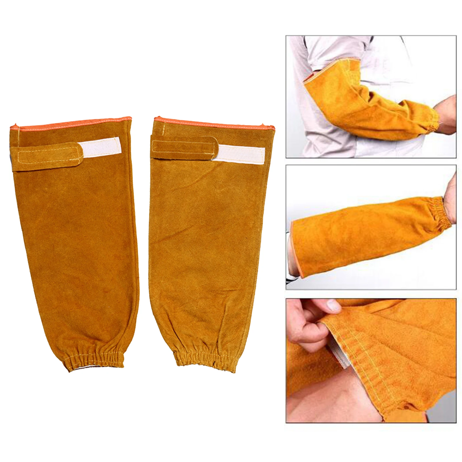 

1 Pair Heat Resistant Cow Leather Work Welding Protective Safety Elastic Cuff Arm Protection Protection for Men Women