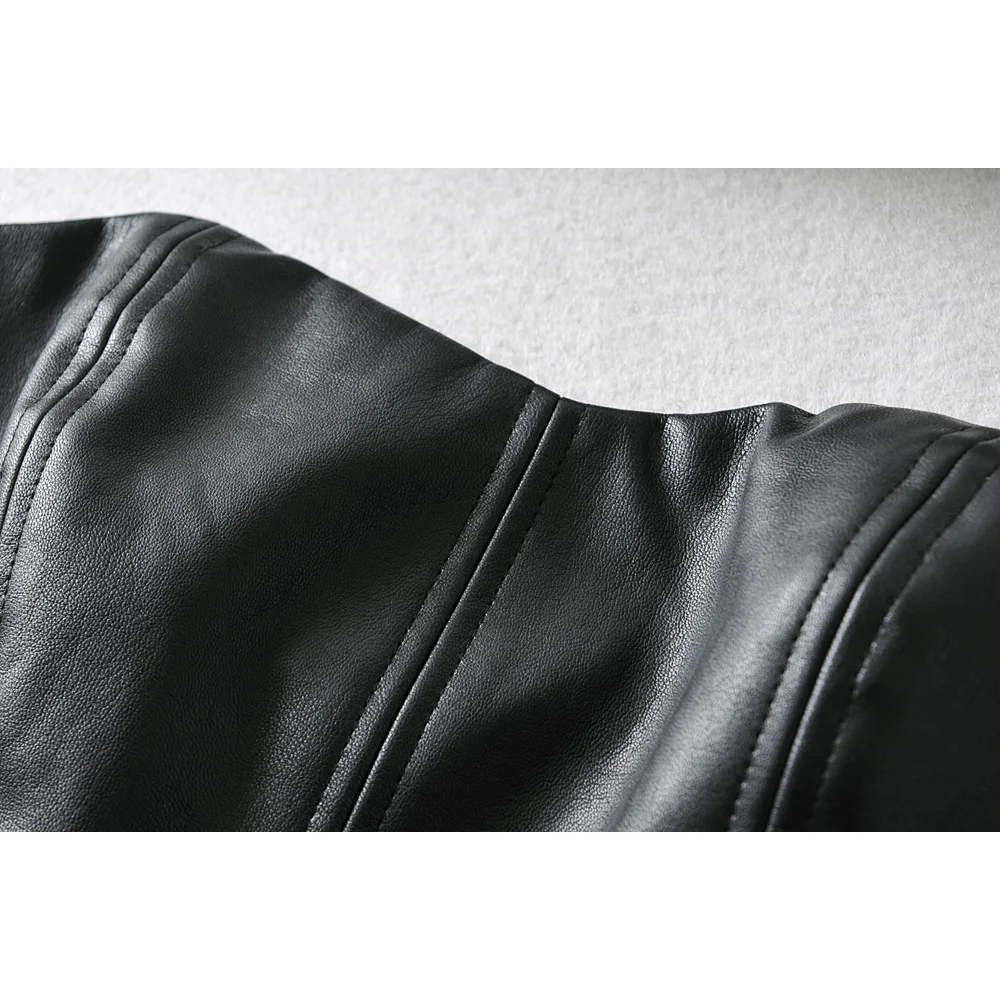 Женский винтажный комбинезон Za черный облегающий из искусственной кожи