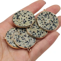 1pcs natural round damation jaspers stone pendants charms for women gift jewelry making necklace earrings size 30x30mm