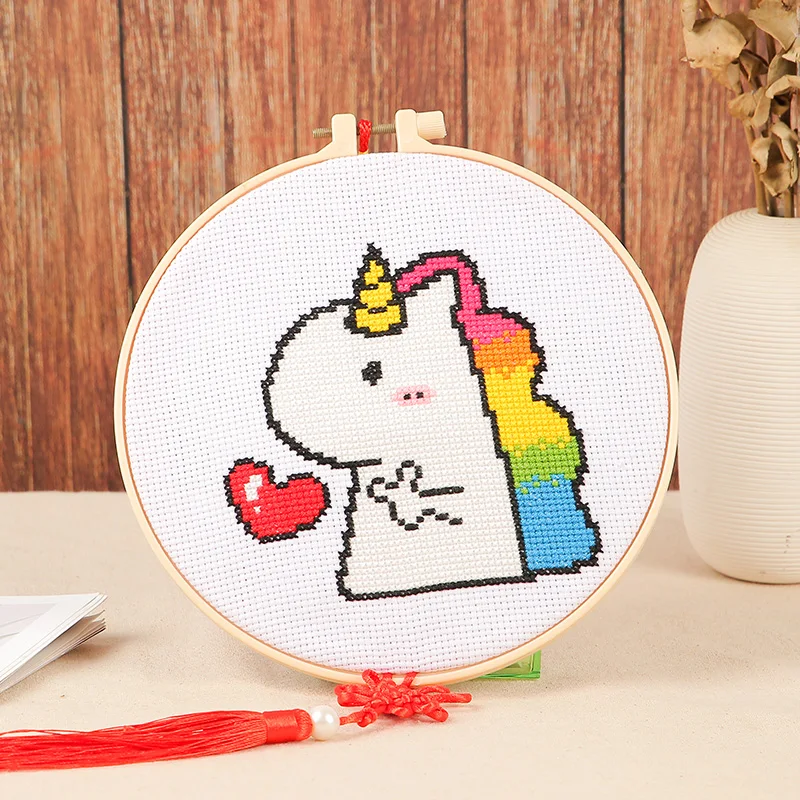 

Needlework Cross Stitch Embroidery Kit Tools Beginner DIY Cartoon Animal Novice Sewing Craft Children's Simple Handmade 2021
