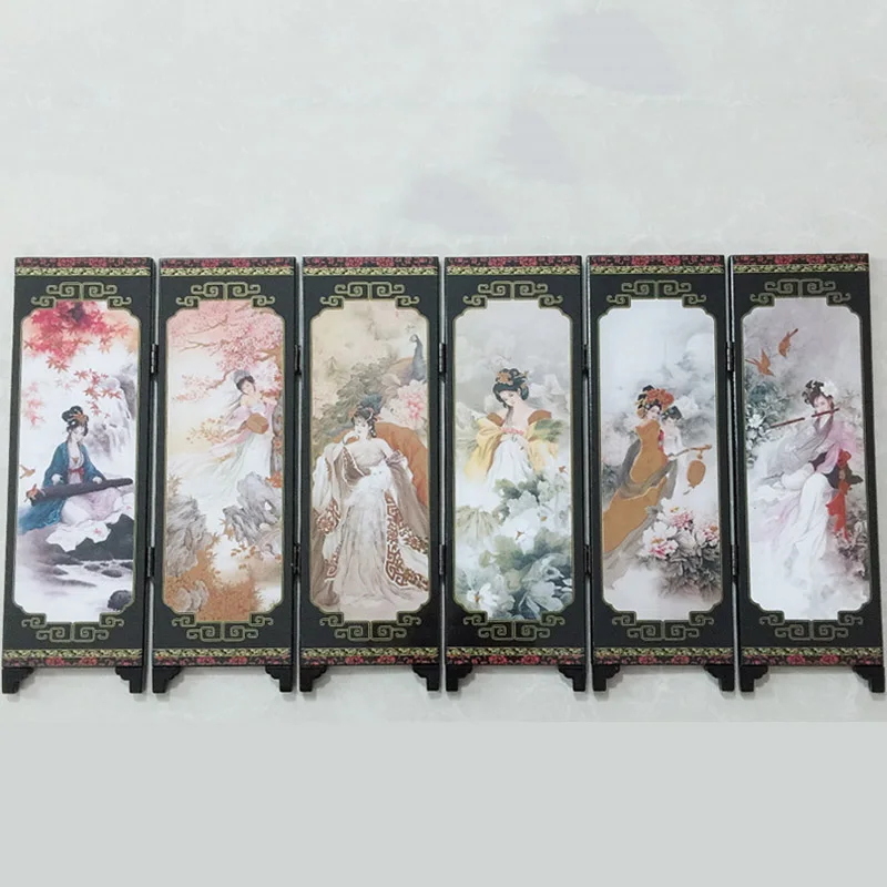 Складной экран для древних дам Восточный китайский золотистый лаковый