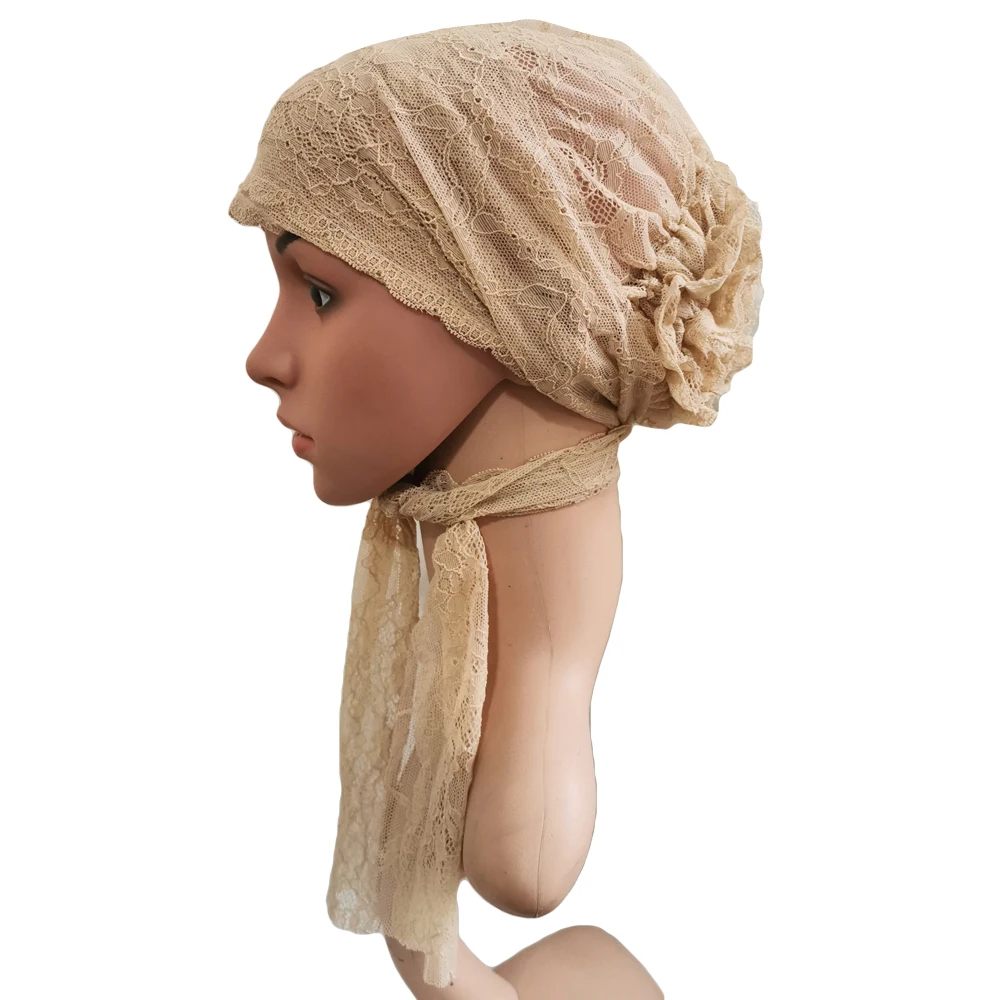 Мусульманский Для женщин Underscarf кружевная Шапочка Капот Исламская тюрбан