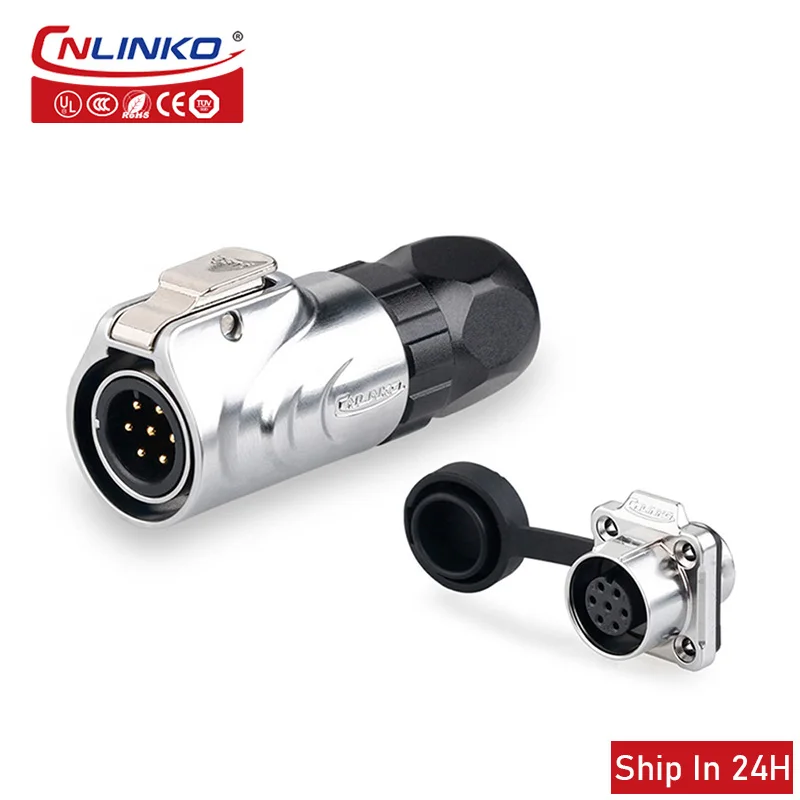 

Cnlinko LP12 Industrial 7pin Aviation 3A IP67 Waterproof Push-pull Lock Lighting Medical Device Wire Plug Socket Power Connector