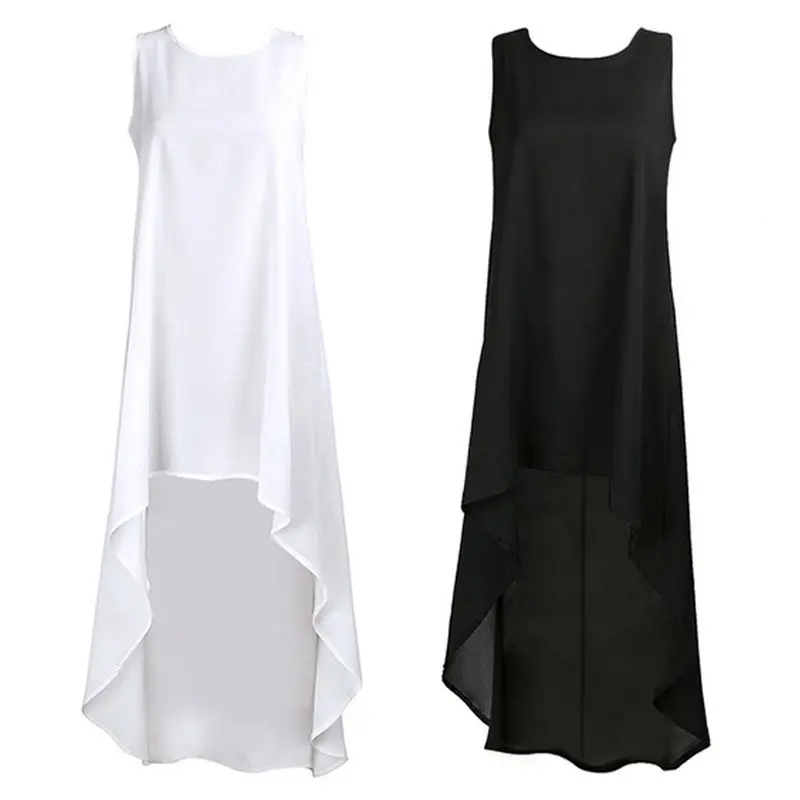 

Women Summer Bikini Long Irregular Solid Dress Ladies Sexy Sleeveless Casual Beach Dresses Bathing Sundress Loose Swimwear