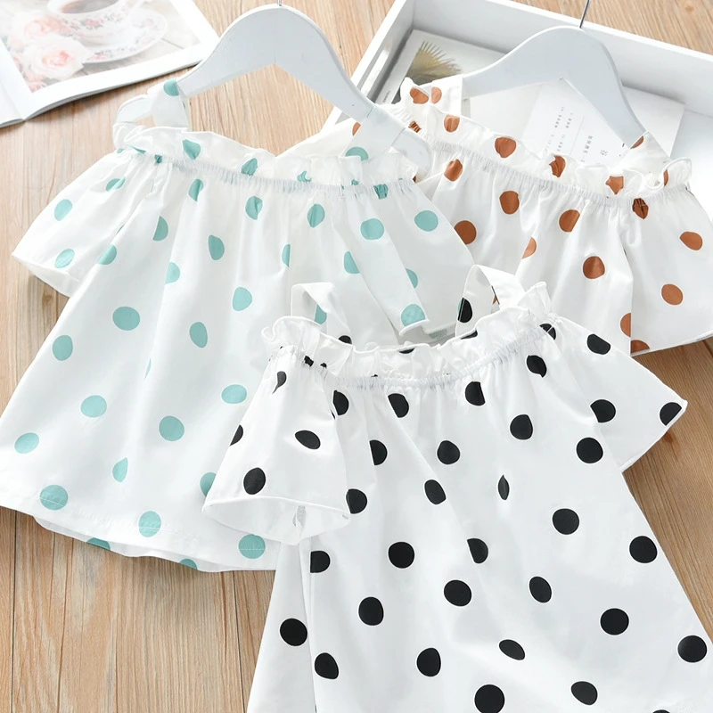 Летние футболки с открытыми плечами для маленьких девочек одежда принцессы