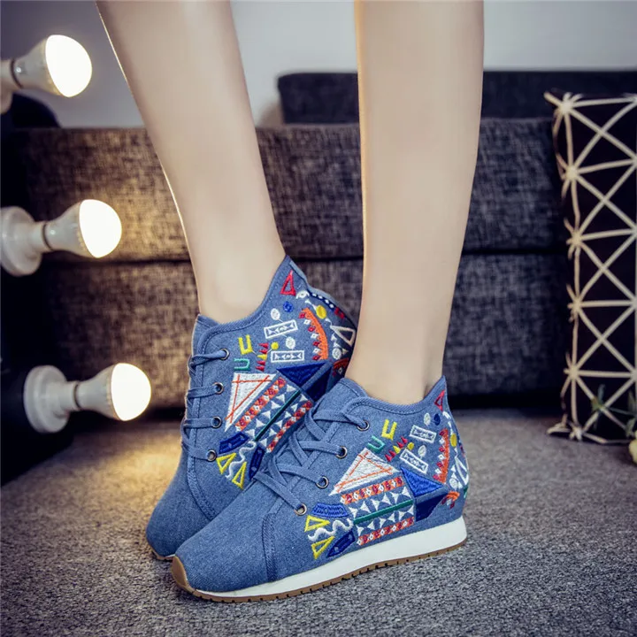 

Canvas Shoes Ethnic Style Embroidered Shoes Students' Platform Platform Canvas Shoes Rocking Shoes Oversized Casual Shoes
