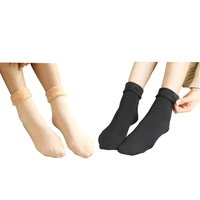 women winter warm thicken thermal soft casual solid color socks wool cashmere home snow boots velvet home floor sock