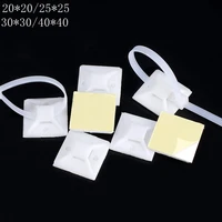 50100pcslot white cable base mounts 20 25 30 40mm self adhesive cable wire zip tie mounts bases wall holder fixing seat clamps