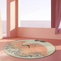 new chinese style round area rugs crane print girl sweet pink decor carpet bedroom hanging basket chair sofa non slip floor mat