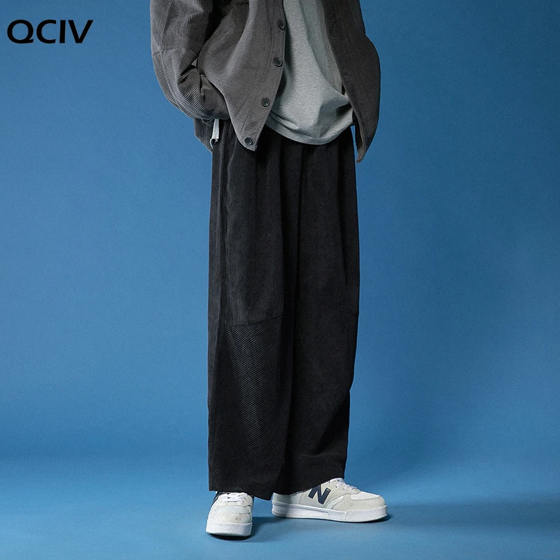 

Spring Casual Pants Men Japanese Retro Corduroy Trousers Fashion Elastic Waist Loose Straight Mens Sweatpant