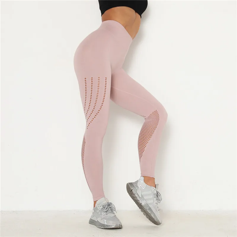 Бесшовные полые спортивные Леггинсы штаны для бега фитнеса йоги леггинсы с