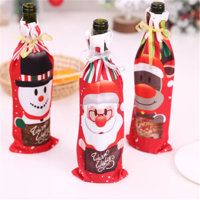 

Рождество 2022, новогоднее и Рождественское украшение, держатель для бутылки вина в виде лося, снеговика, домашнее рождественское украшение д...