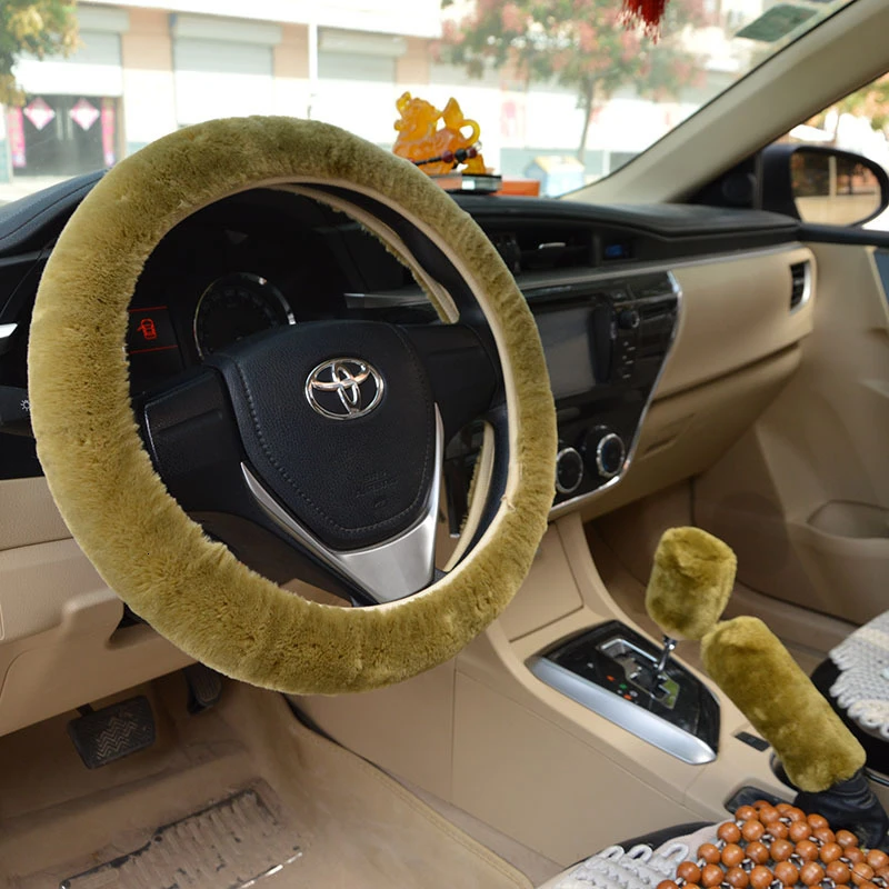 

3Pcs/set Car Steering Wheel Cover Soft Plush Warm Faux fur Hand Brake Gear Covers Set Auto Interior Accessories Car Styling