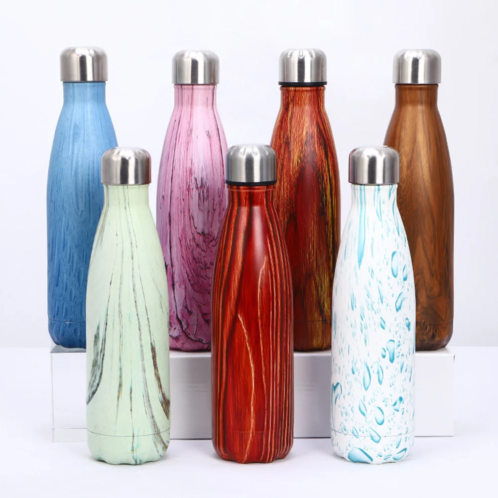 

Wood Color Stainless Cola Motion Sport Water Bottle Rugged Water Cup Monolayer No Heat Preservation Cola Drink Bottle Drinkware