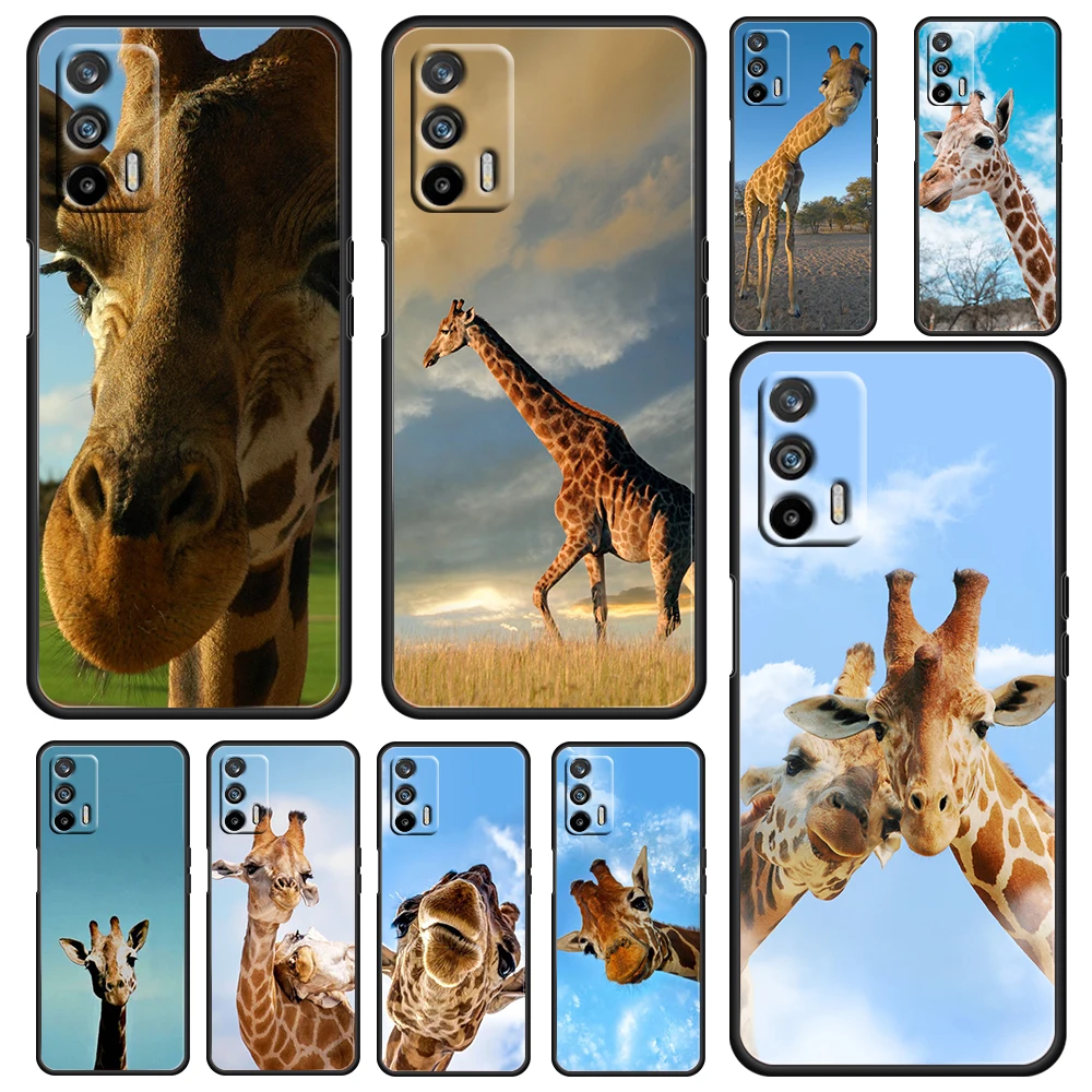 

Cute Animal Giraffe Kawaii For OPPO Realme GT Explorer Master Neo Flash Edition C21 C20 C15 C11 C3 Soft Black Phone Case
