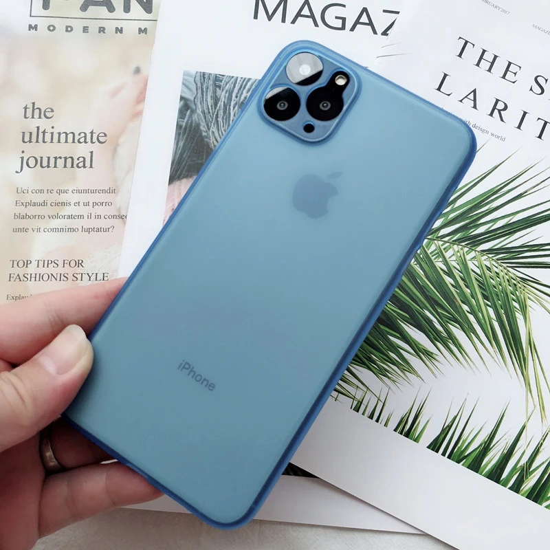 Синий Ультратонкий матовый прозрачный чехол для телефона s для iPhone 6 6S 7 8 Plus XR X XS 11 Pro Max чехол Роскошный 0,3 мм чехол для телефона - Цвет: Синий