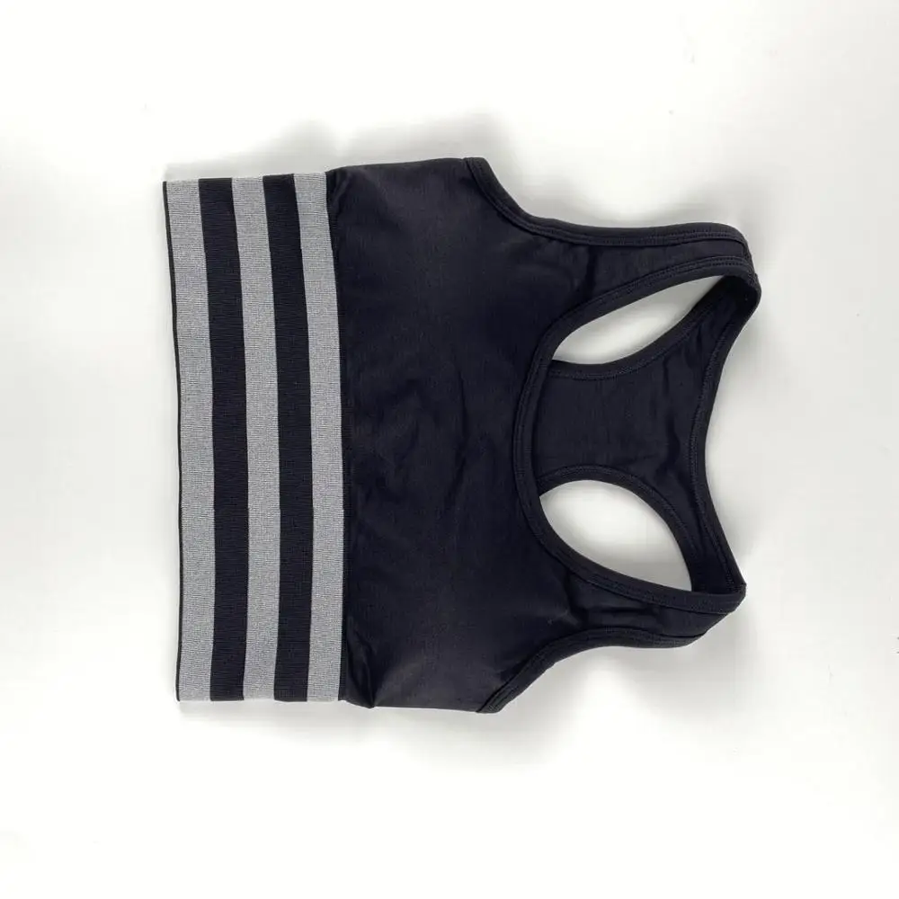 

Knitted Sexy Striped Five-Seam Sports Underwear Women's Shockproof Gathering Running Stereotypes Yoga Vest Fitness Bra Short Top