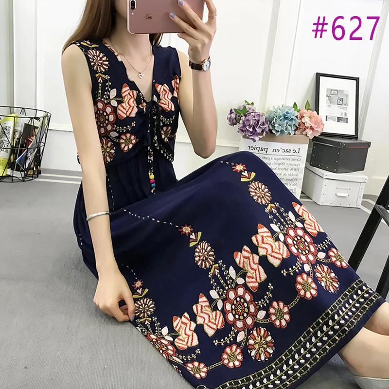 Винтажное женское богемное платье элегантное пляжное Бохо с принтом новинка 2020