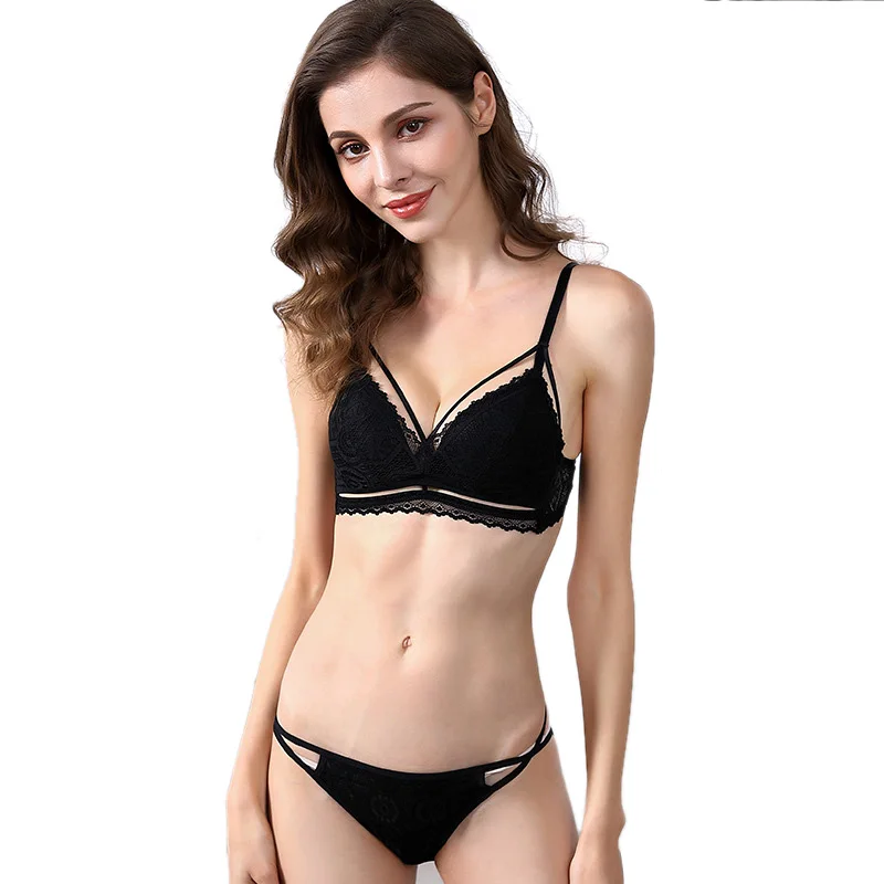 

Sexy Lace Thin Cup Bra Set Backless Invisible Bra Underwear Without Stones Thin Triangle Cup Bra Women Lingerie