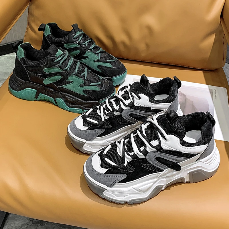 

Женские массивные кроссовки на платформе, белые, черные дышащие удобные повседневные спортивные туфли для бега, большие размеры 40, осень 2021