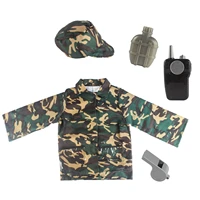 4pcs soldier cosplay costume camouflage clothing children pretend toy uniform shirt hat whistle boys army cosplay special forces