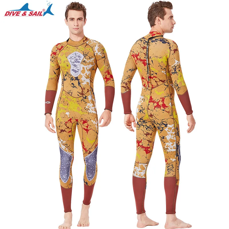 DIVE&SAIL, мужской, женский, цельный, 3 мм, неопреновый гидрокостюм, шкуры, рыбацкий костюм, теплый Рашгард, для серфинга, плавания, дайвинга