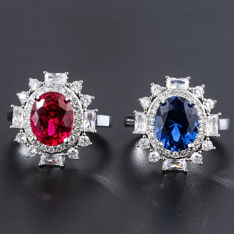 

JoiasHome 925 Silver Woman Ruby Ring Jewelry with Round Gemstone Fashion Wedding Engagement Woman Party Gifts Hot Selling