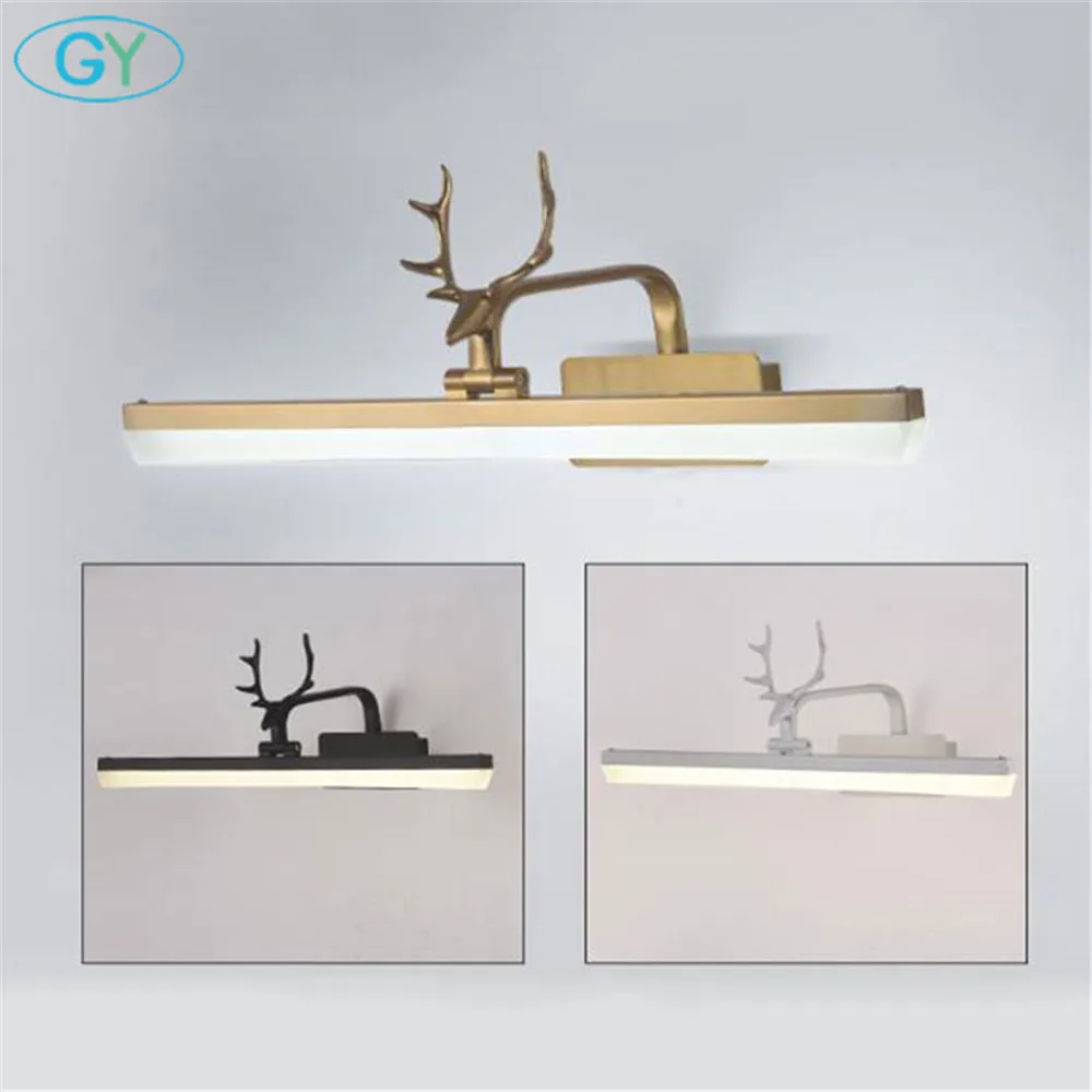 Американский стиль Золотой Черный Белый настенный светильник для ванной комнаты