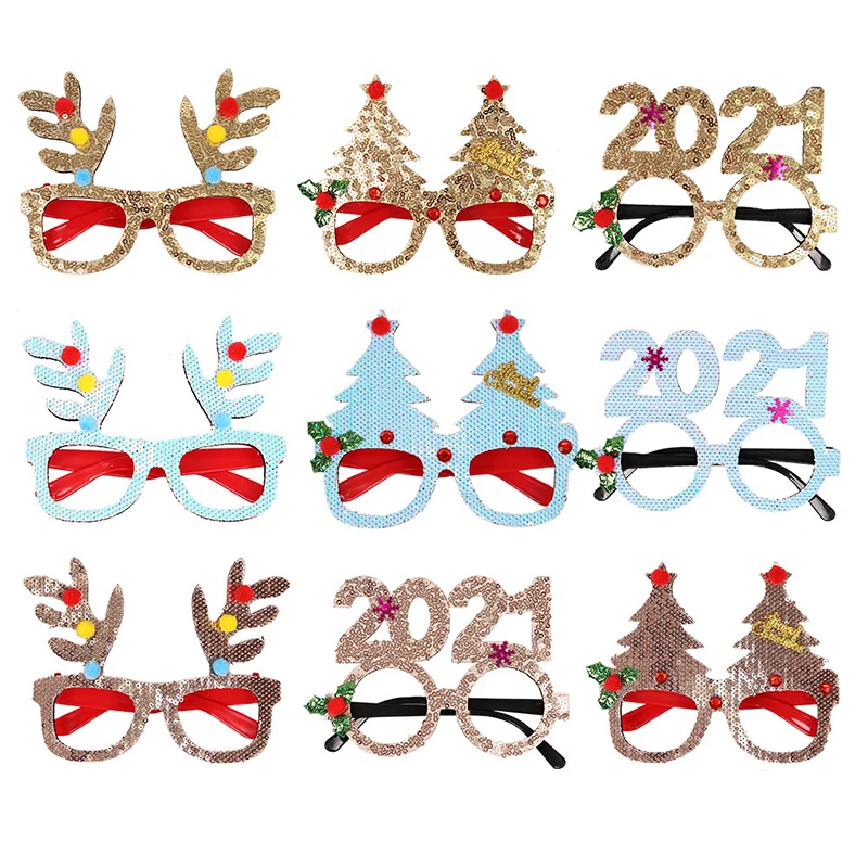 

New Christmas Decorations Christmas Glasses Christmas Decorations For Home Party Ornaments Tree Elk 2021 Glasses Party Decor