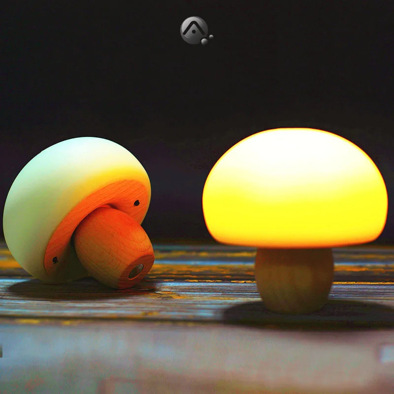 Mini USB Rechargeable Smart Timing Mushroom Night Light Cartoon Design Silicone LED Lamp Warm Table for Bedroom Decor | Лампы и