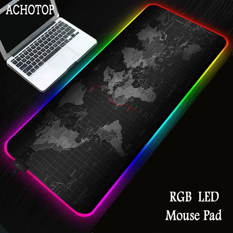 

RGB Large Gaming Mouse Pad World Map Mousepad Colorful Computer Pad Desk Mat Keyboard Pad for Laptop Notebook
