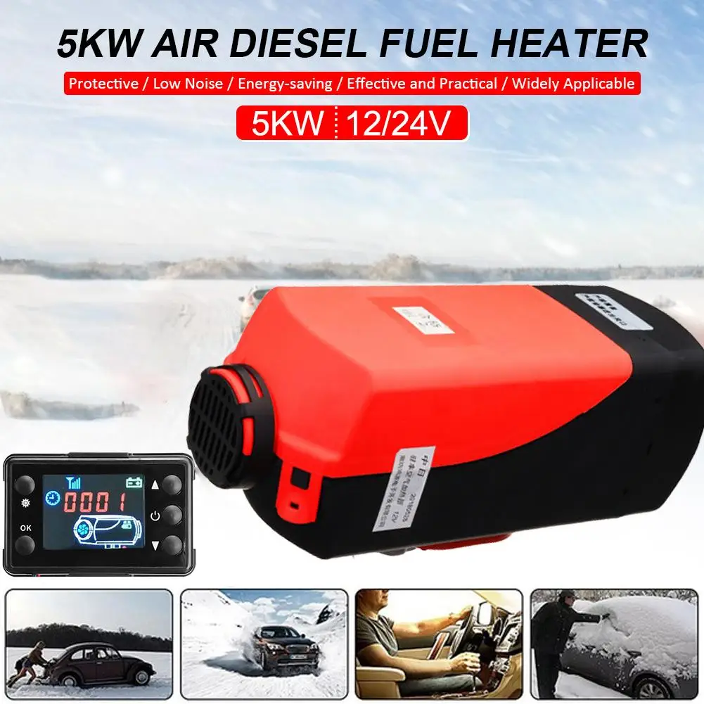 

Car Diesel Heater 5KW 12V/24V Parking Heater With Remote Control LCD Monitor Screen Silencer For RV Motorhome Trailer Truck Boat