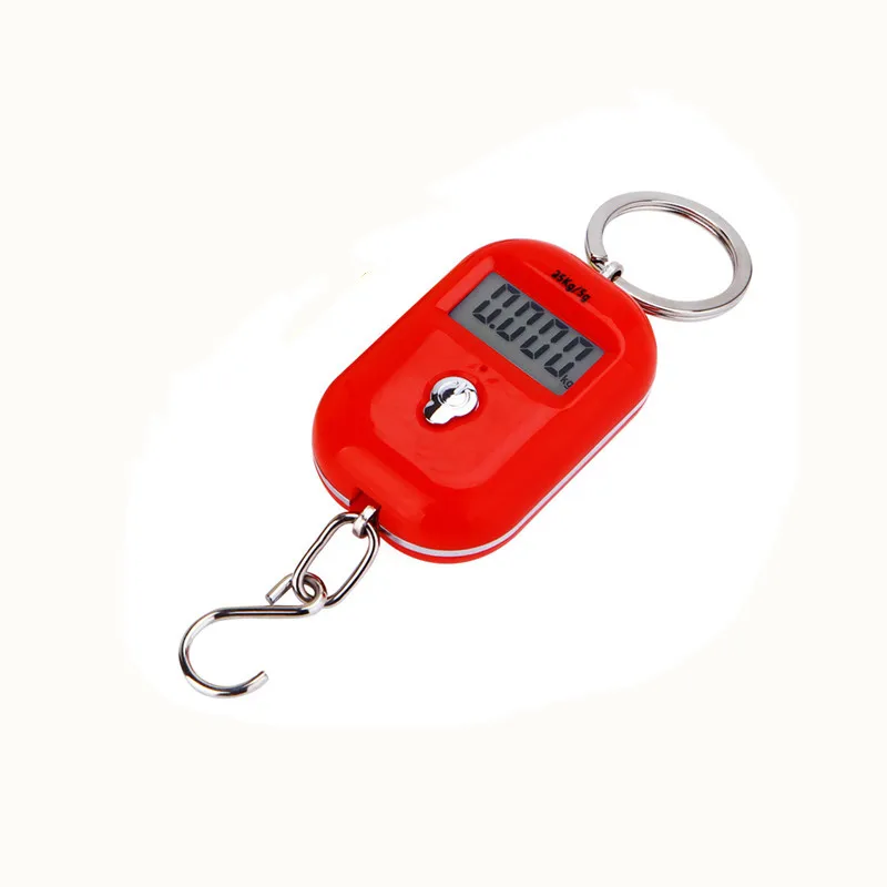 Red 25 кг X 10 г мини карманные цифровые весы для рыбалки багаж путешествия вес ing подвесные электронные весы с крючком кухонный весовой инструмент - Цвет: Red