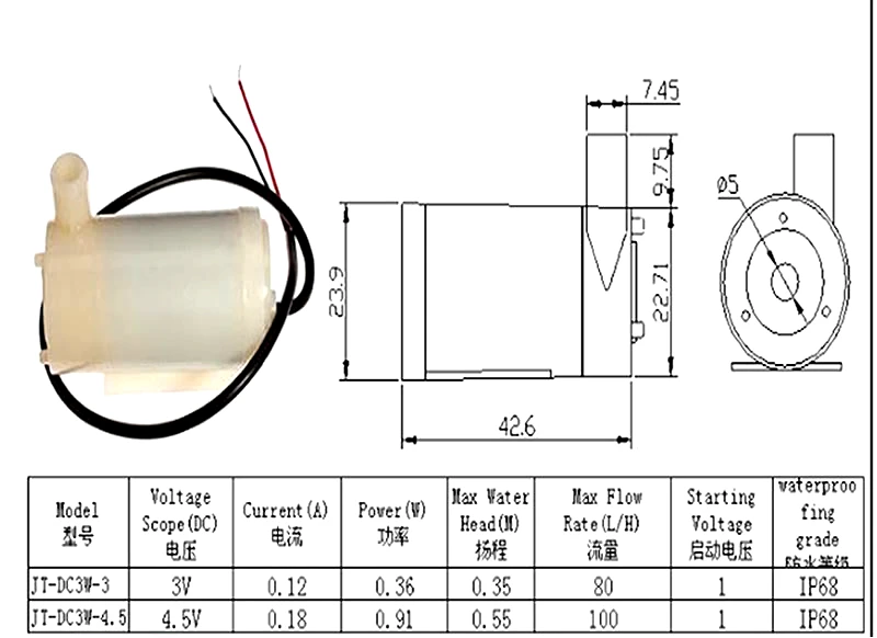 Погружной мини-насос с двигателем постоянного тока 3 в 6 водяной насос сделай сам