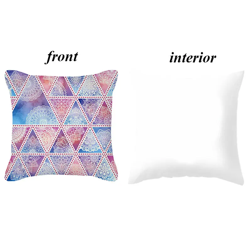 

45*45CM Bohemian Style Printed Decorative Pillowcases Peach Skin Throw Pillow Case Sofa Cushion Cover Geometric Plush Pillowcase