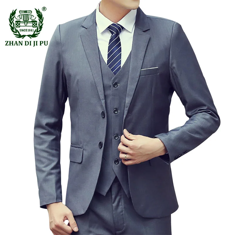 

High Quality Suits 3pcs Set Men New Wedding Prom Suit Slim Fit Tuxedo Male Formal Business Casual Work Wear Blazer+Shirt+Pants