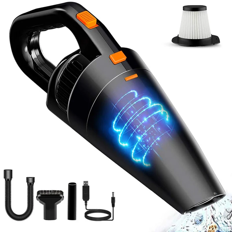 

Handheld Vacuum Cleaner, Car Vacuum Cleaner High Power Cordless with Rechargeable Quick Charge, LED Light, Hand Vac