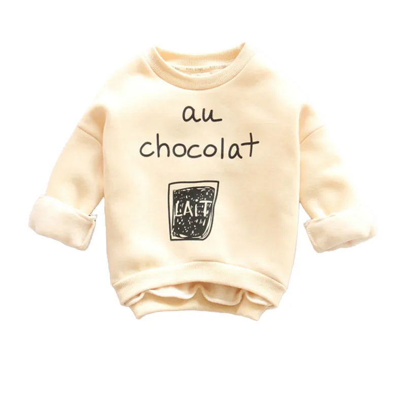 

Детский Теплый свитер из хлопка и бархата с надписью на осень и зиму, футболка с длинным рукавом для мальчиков и девочек, спортивные топы