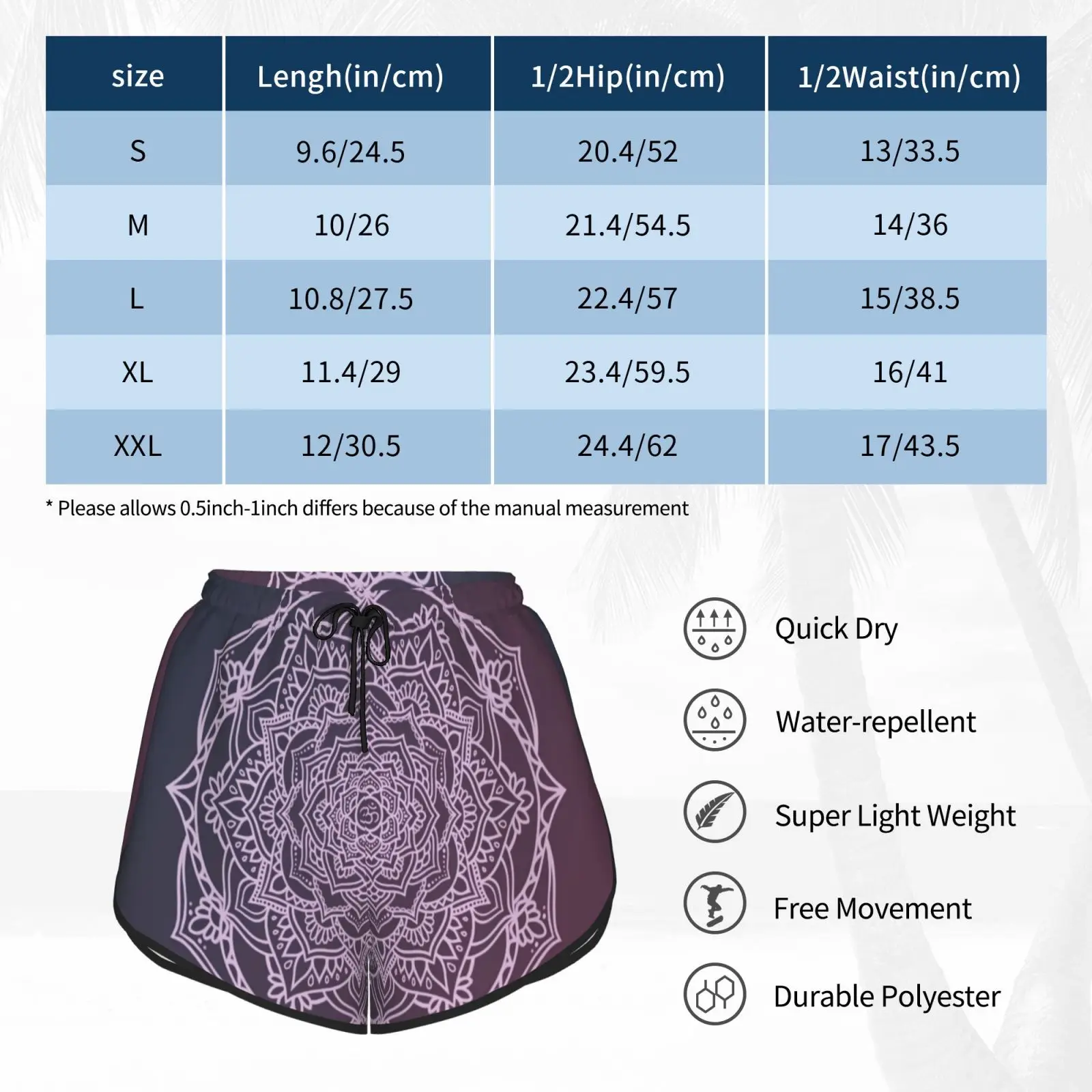 

Mandala 2 Swim Shorts Women Beach Shorts Mandala Purple Om