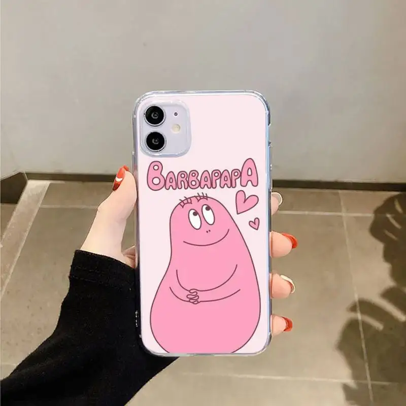 

Barbapapa cute cartoon TV series Phone Case Transparent for iPhone 6 7 8 11 12 s mini pro X XS XR MAX Plus