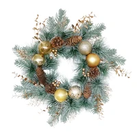 artificial christmas pine wreath with ball pine cone berries for front door wall window farmhouse home decoration
