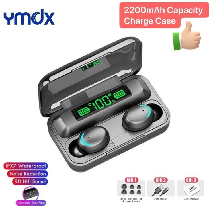 TWS наушники YMDX с поддержкой Bluetooth 2200 и зарядным устройством на мА · ч|Наушники