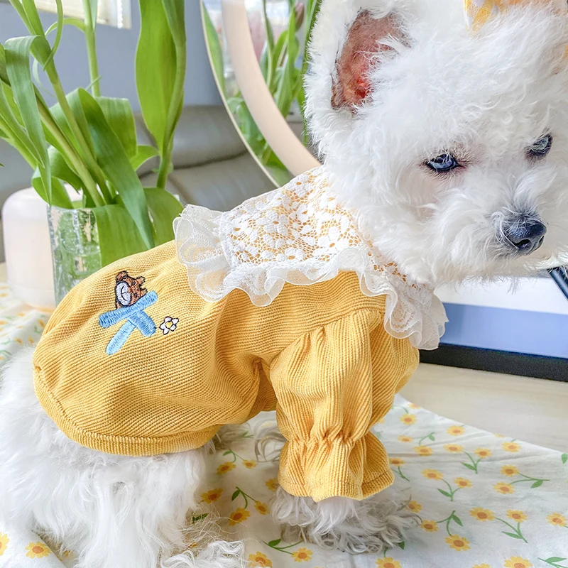 PETCIRCLE одежда с принтом в виде собак кружево вельветовое пальто подходит для