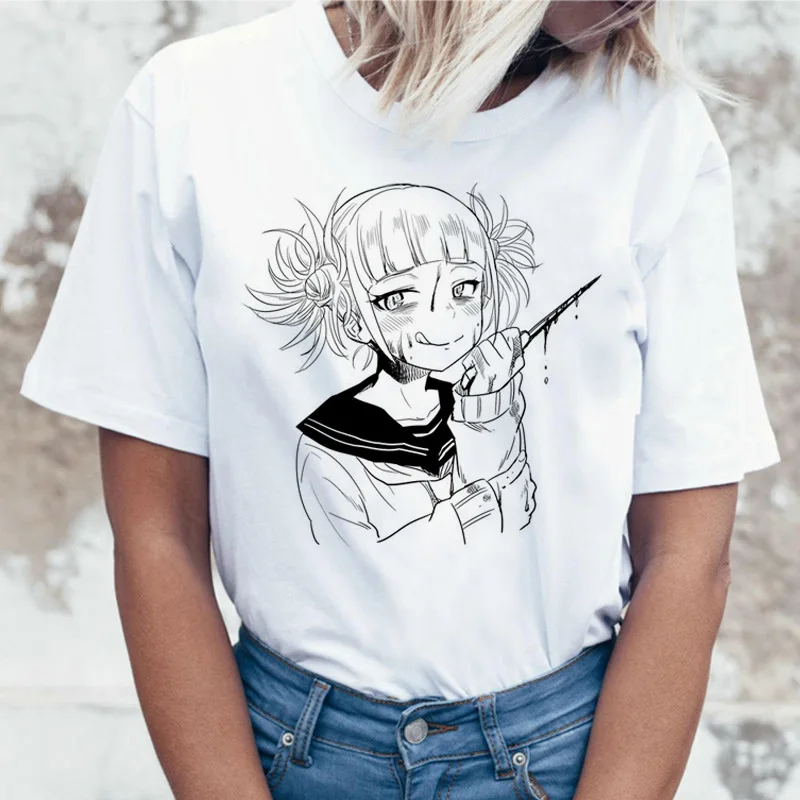 Футболка Himiko, мультяшная футболка Toga senpai, женская футболка waifu, женская футболка с надписью boku no hero Academy, футболка, футболка, harajuku, 90s