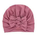 Шапка-бини для новорожденных, однотонная, с бантом