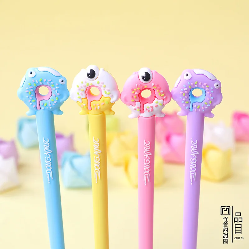48 шт. Kawaii гелевые ручки Монстр пончик черных гелевых ручек молочного цвета для
