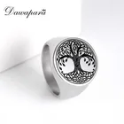 Dawapara Винтаж Для мужчин панк кольца Древо Жизни Лазерная гравировка Нержавеющаясталь ювелирные изделия кольцо