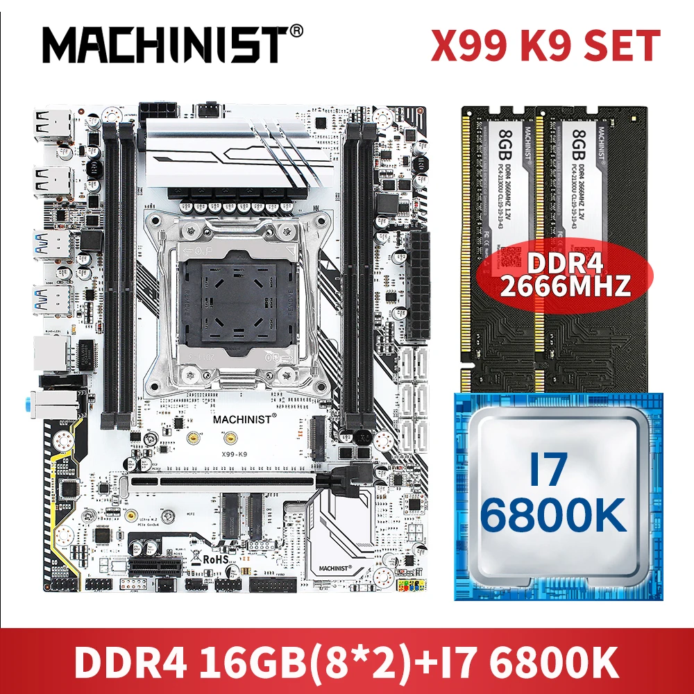 Preise MASCHINIST X99 Motherboard LGA 2011-3 Set Kit Mit 16GB 2*8G DDR4 RAM Speicher Und Intel Core I7-6800K Prozessor SATA 3,0 X99-K9